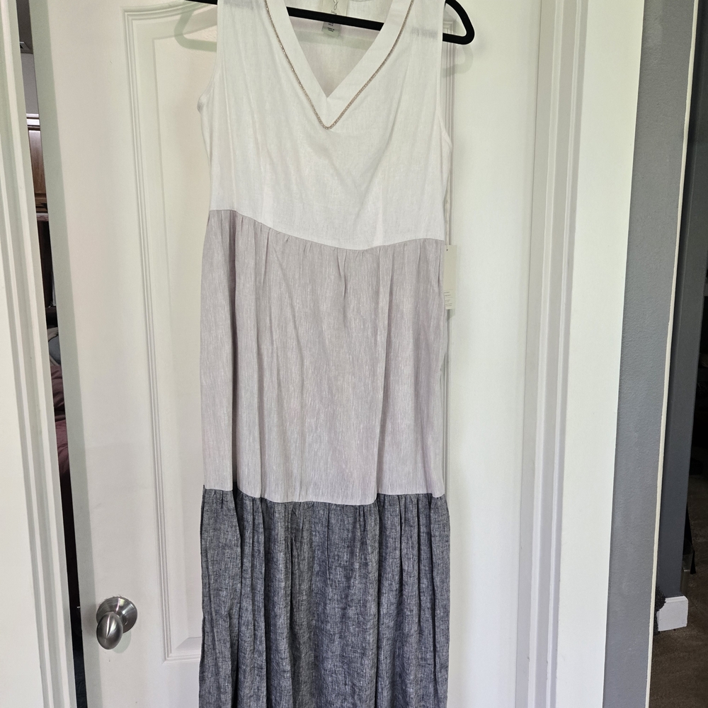 Joie White and Gray Maxi Dress